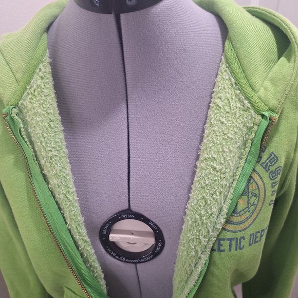 Pink Univ Green Zipper Front Sweatshirt. Size Small - Picture 4 of 9